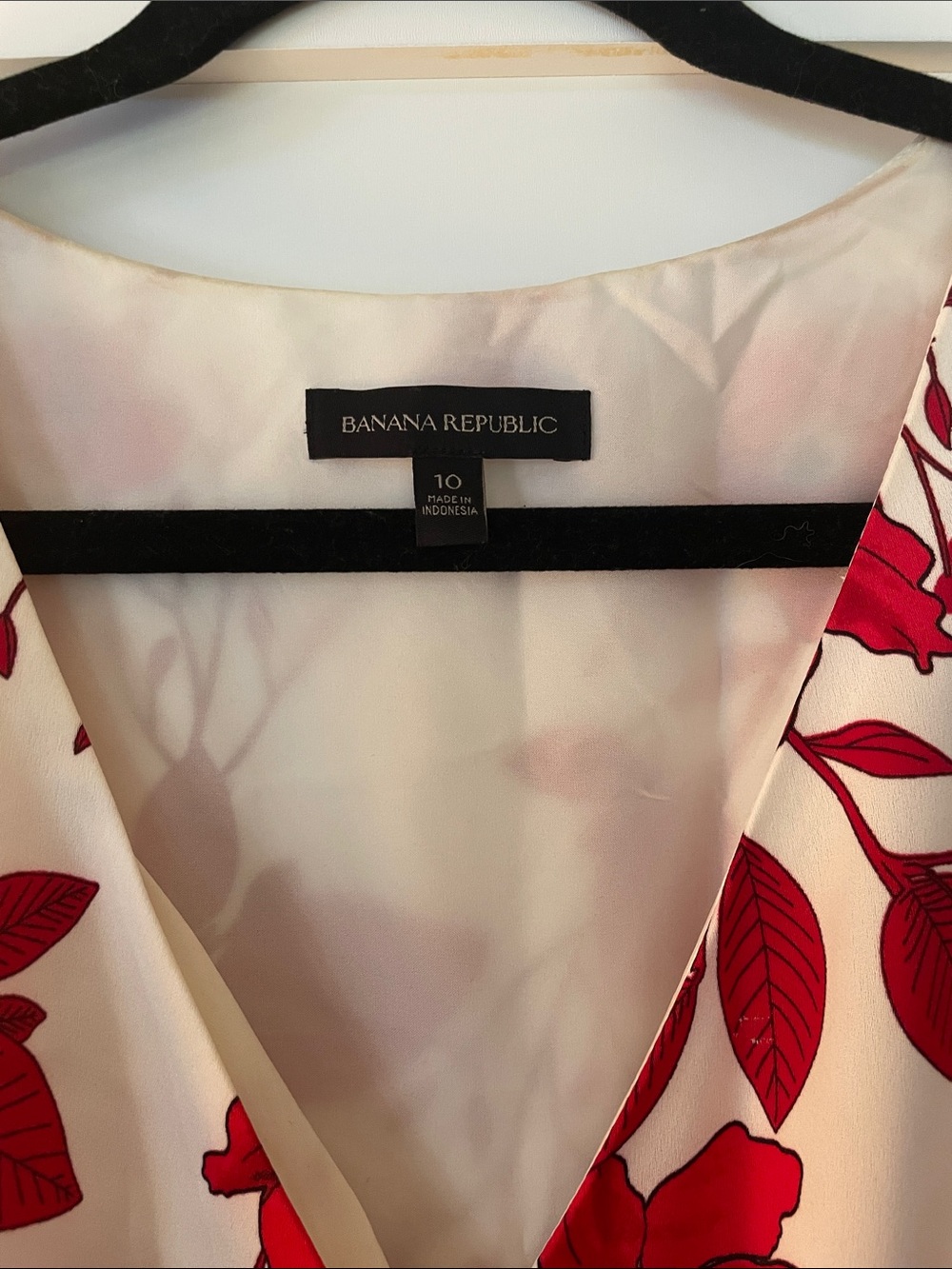 Banana Republic White Dress with Red Floral High-Low Hem - Picture 4 of 5